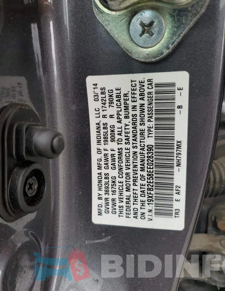 19XFB2E58EE028390 Photo# 12