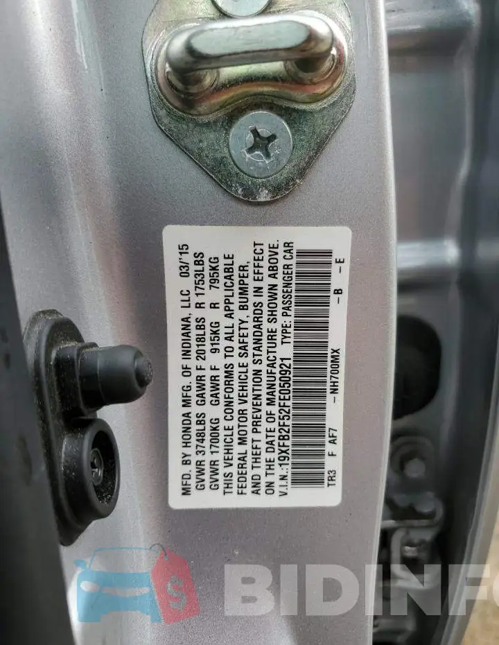 19XFB2F52FE050921 Photo# 13
