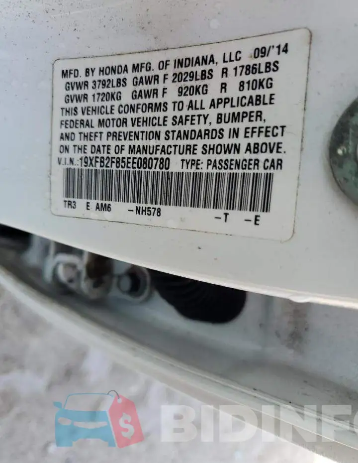 19XFB2F85EE080780 Photo# 12