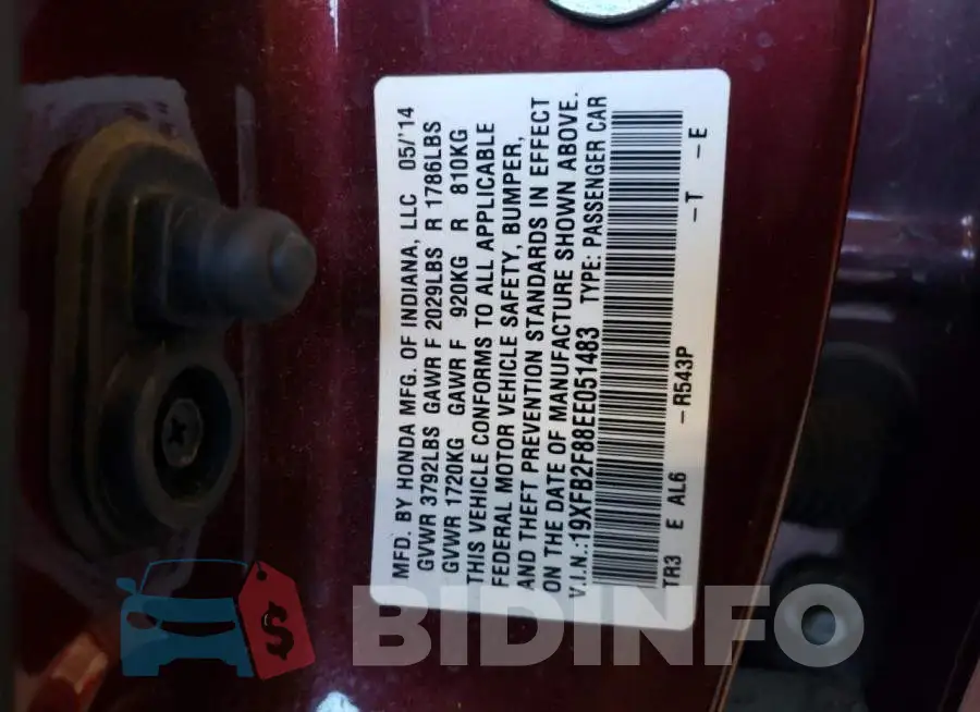 19XFB2F88EE051483 Photo# 12