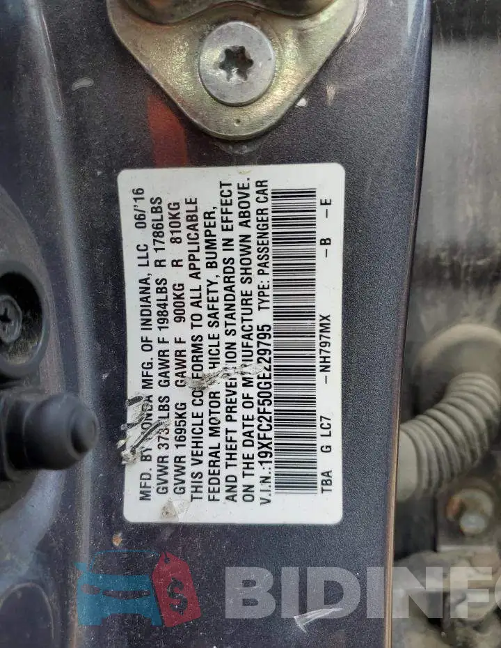 19XFC2F50GE229795 Photo# 12