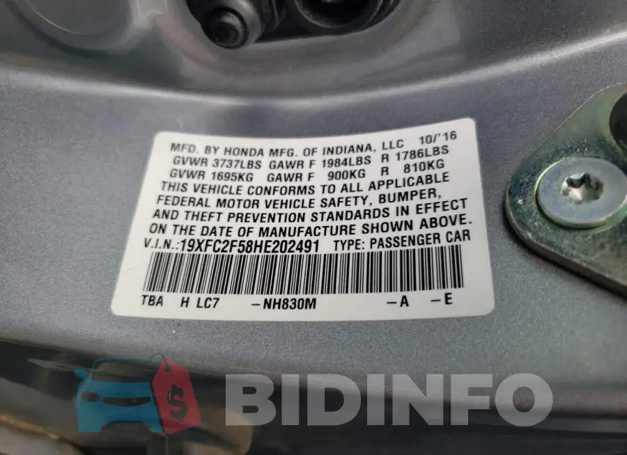 19XFC2F58HE202491 Photo# 12