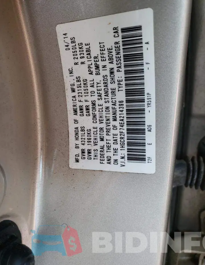 1HGCR2F74EA214396 Photo# 12