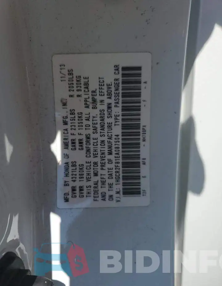 1HGCR2F81EA087504 Photo# 12