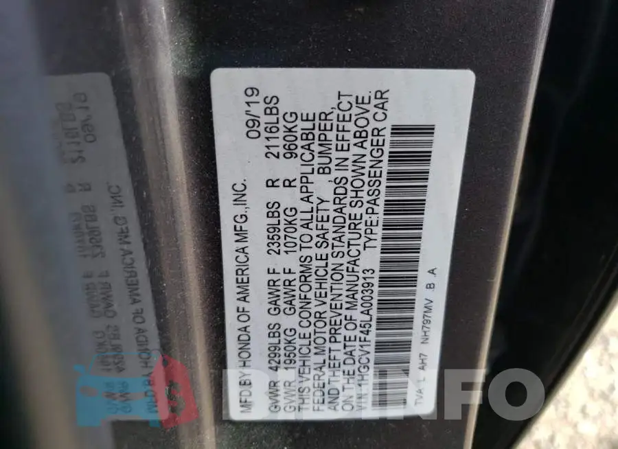 1HGCV1F45LA003913 Photo# 12