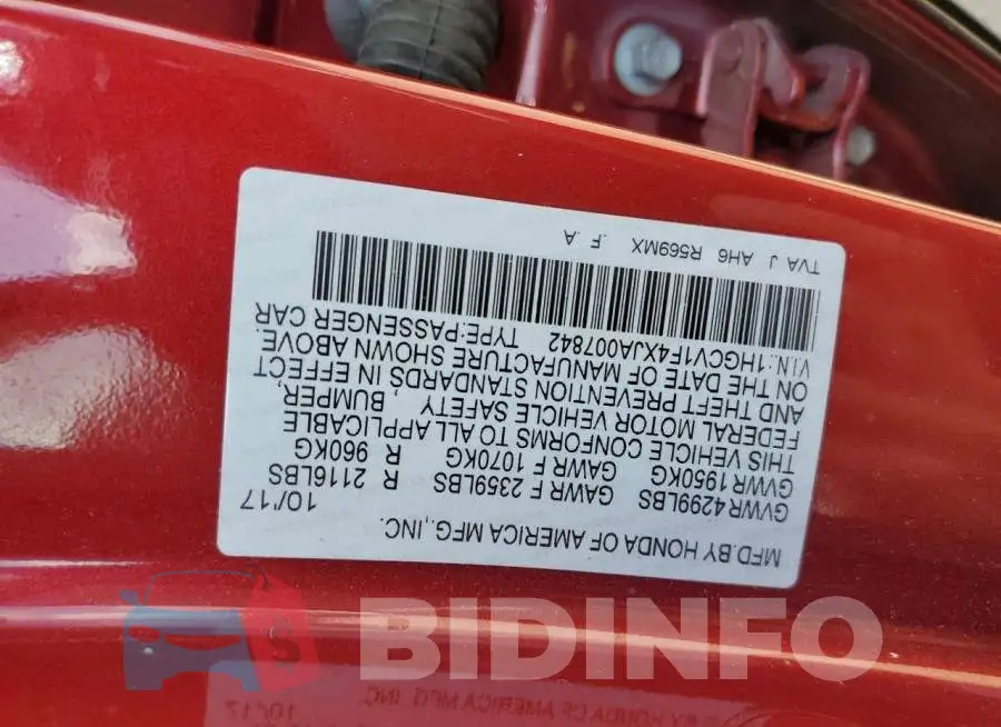 1HGCV1F4XJA007842 Photo# 12
