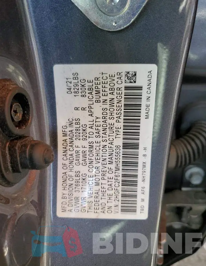 2HGFC2F67MH555636 Photo# 12