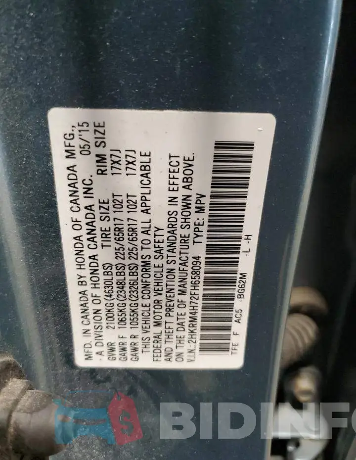 2HKRM4H72FH658094 Photo# 13