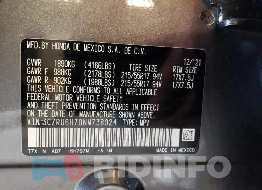3CZRU6H70NM738024 Photo# 12