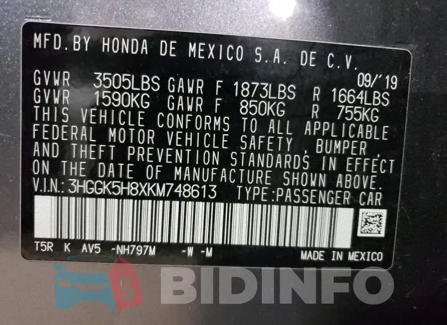 3HGGK5H8XKM748613 Photo# 12