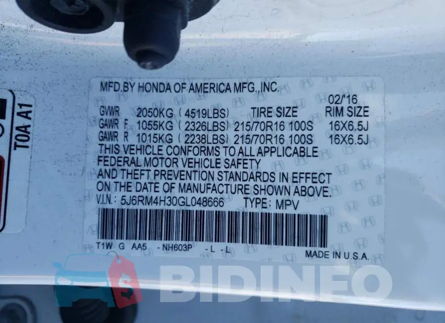 5J6RM4H30GL048666 Photo# 13