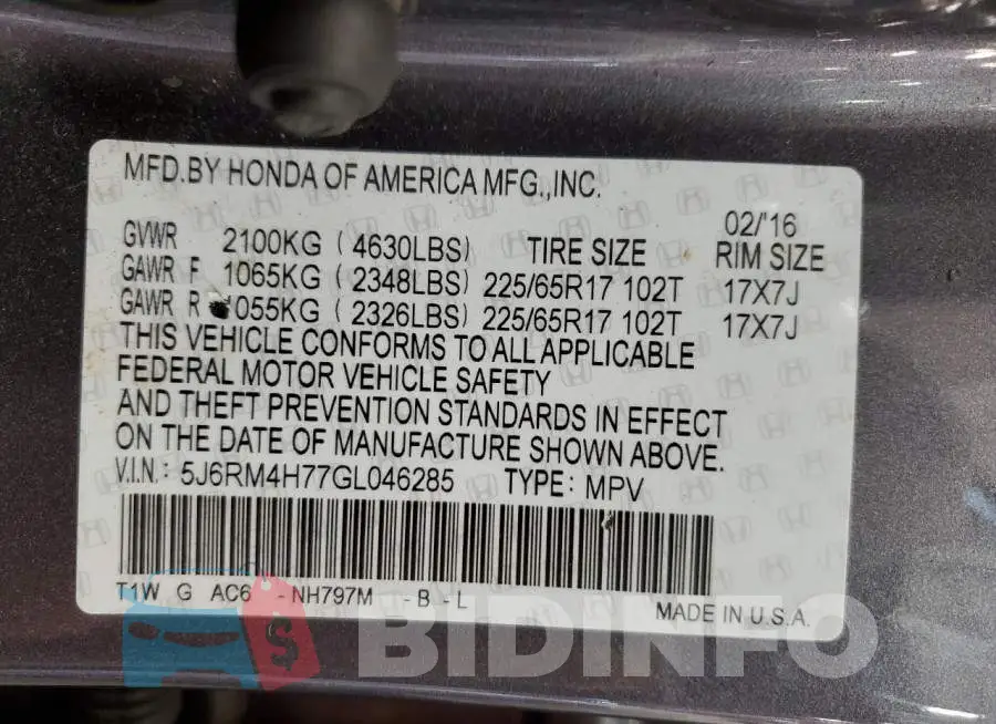 5J6RM4H77GL046285 Photo# 12