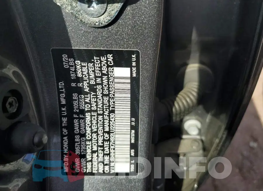 SHHFK7H92LU225430 Photo# 12