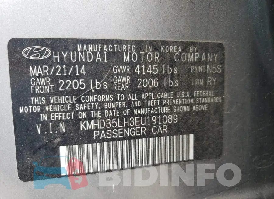 KMHD35LH3EU191089 Photo# 12