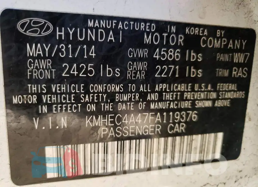 KMHEC4A47FA119376 Photo# 12