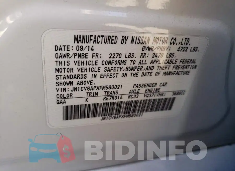 JN1CV6APXFM580021 Photo# 12