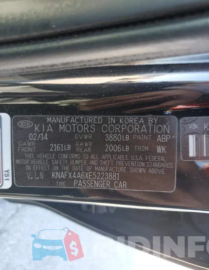 KNAFX4A6XE5223881 Photo# 12