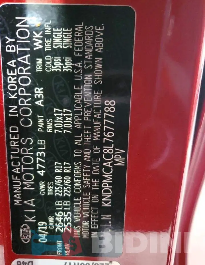 KNDPMCAC8L7677788 Photo# 13