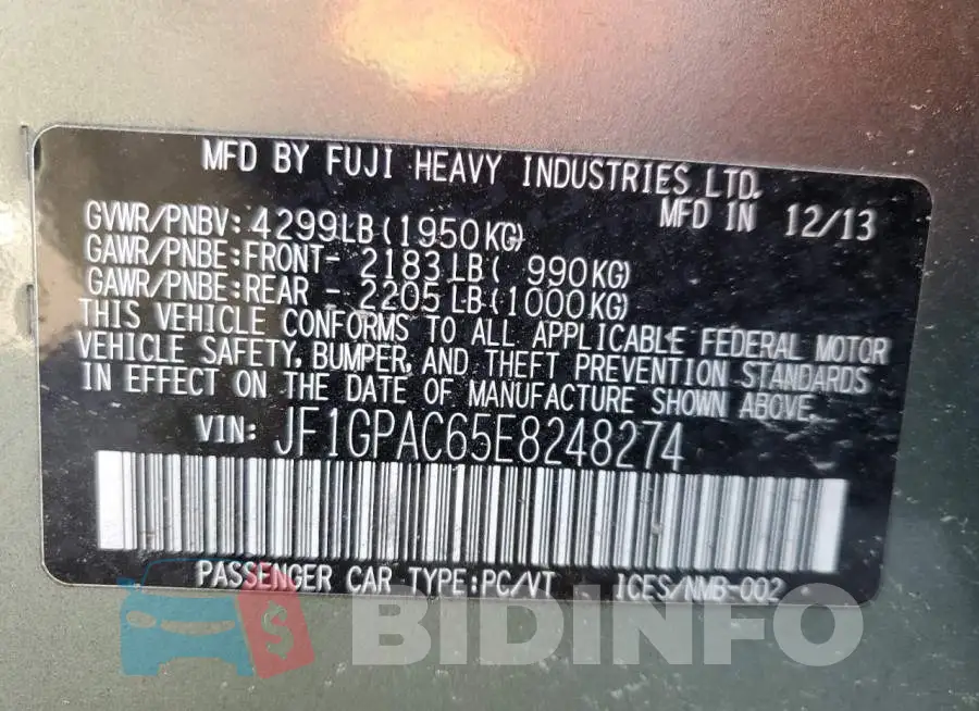 JF1GPAC65E8248274 Photo# 12