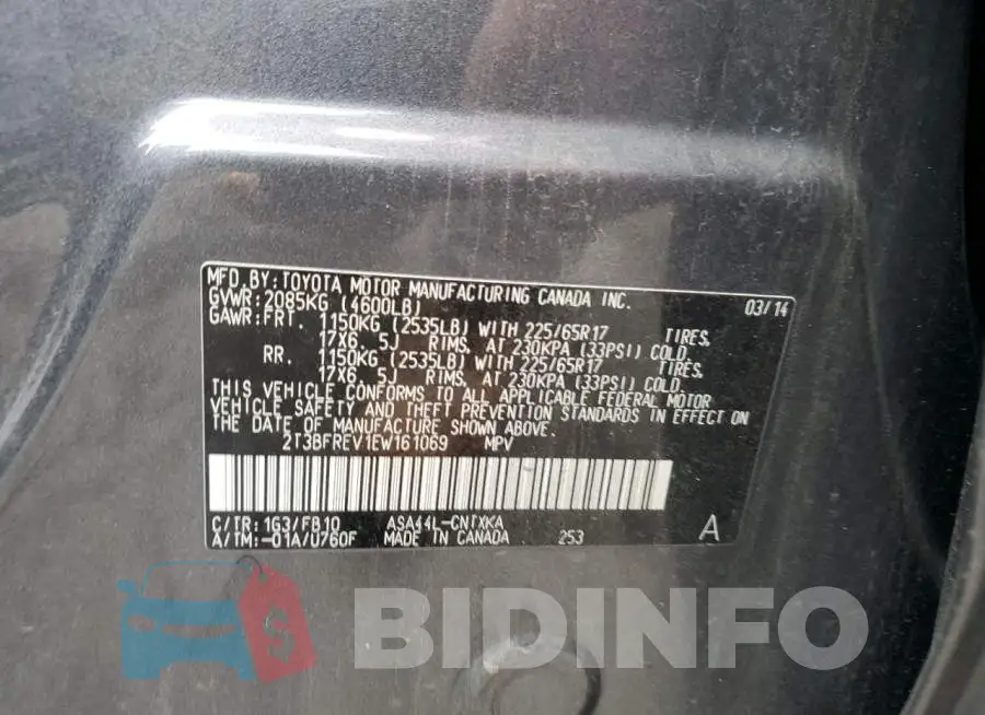 2T3BFREV1EW161069 Photo# 12