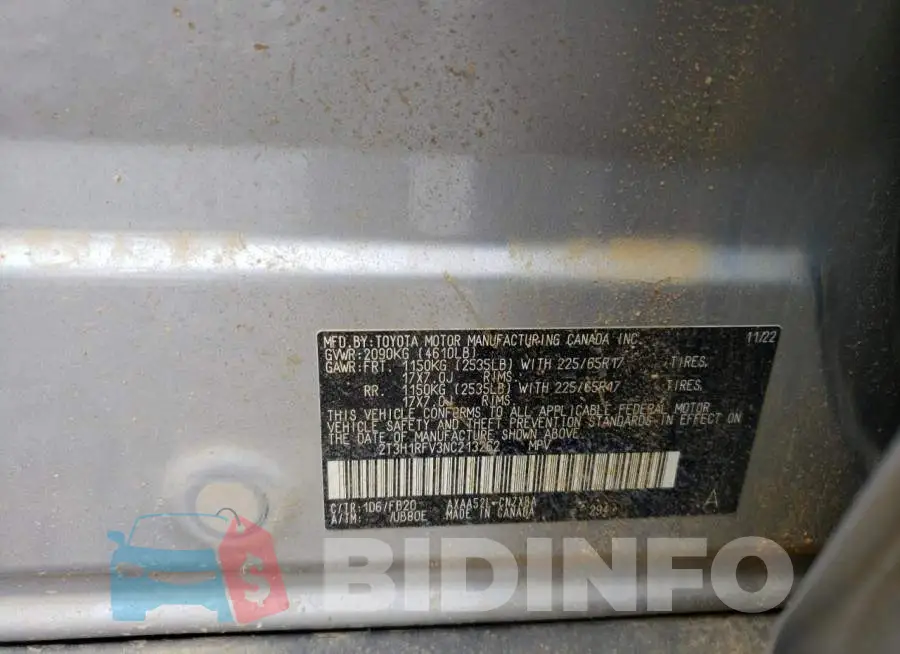 2T3H1RFV3NC213262 Photo# 13