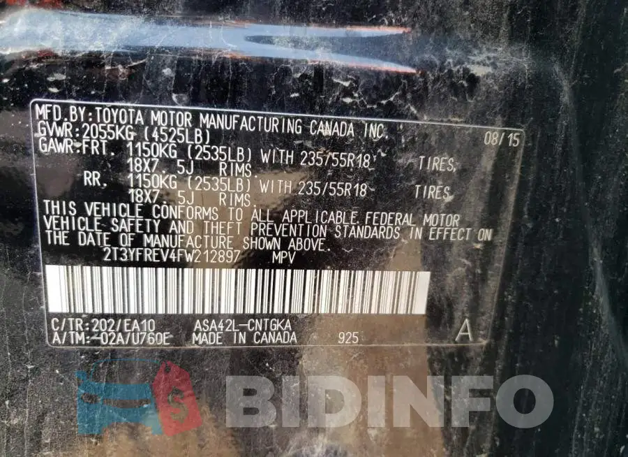 2T3YFREV4FW212897 Photo# 12