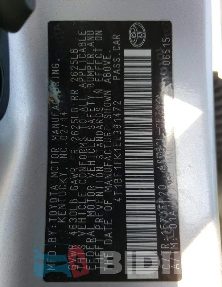 4T1BF1FK1EU381472 Photo# 13