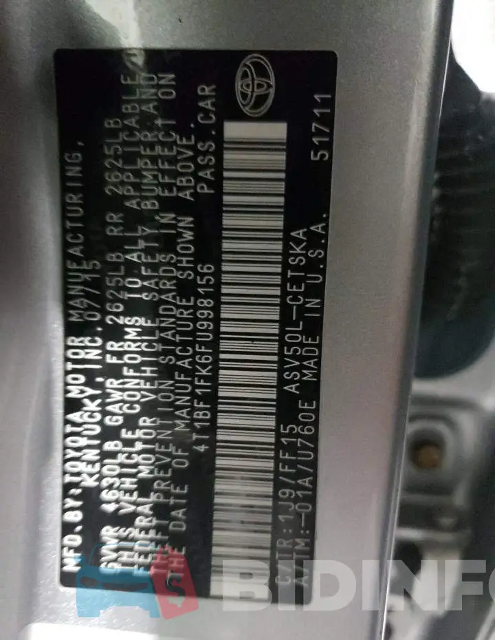 4T1BF1FK6FU998156 Photo# 12