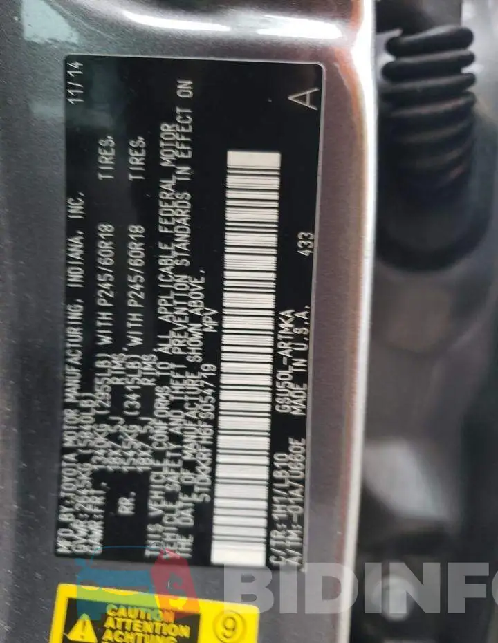 5TDKKRFH6FS054719 Photo# 14