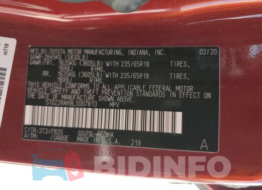 5TDZZRAH9LS007813 Photo# 13