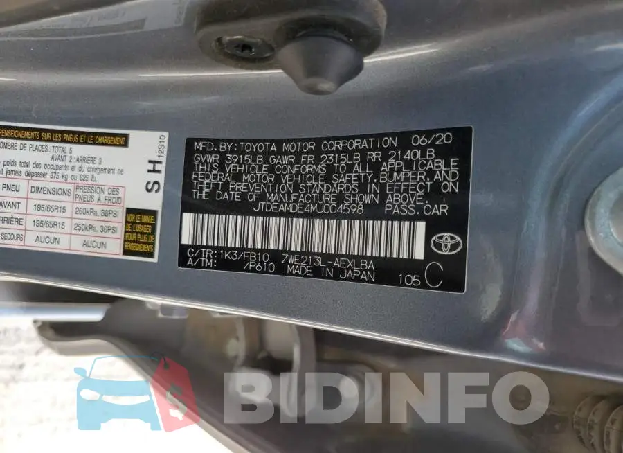 JTDEAMDE4MJ004598 Photo# 12