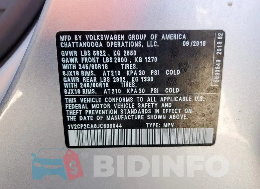 1V2CP2CA6JC600044 Photo# 13