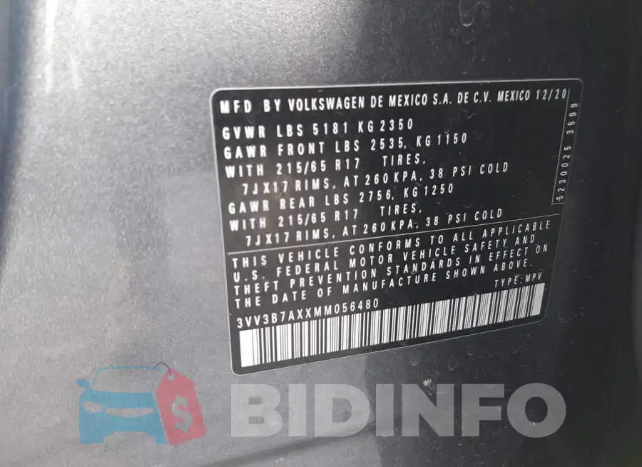 3VV3B7AXXMM056480 Photo# 13