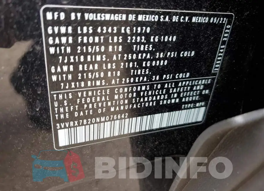 3VVRX7B20NM076642 Photo# 14