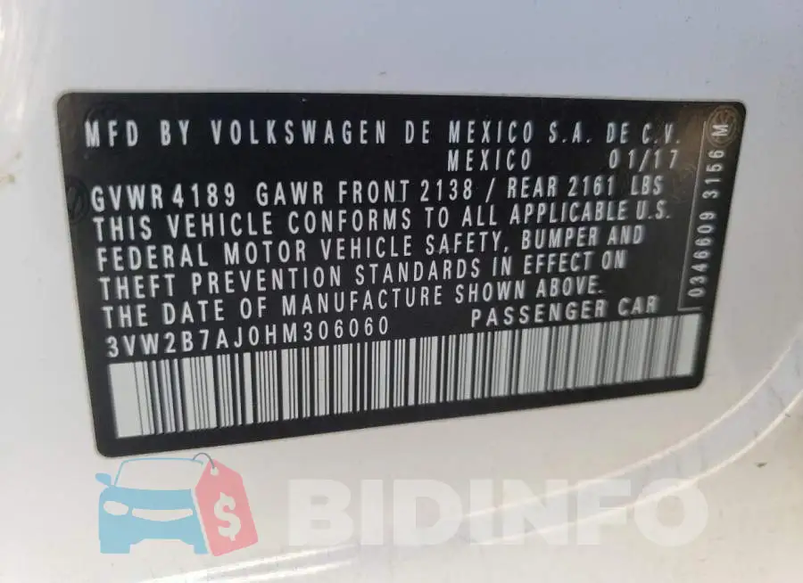 3VW2B7AJ0HM306060 Photo# 13