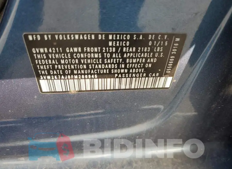 3VW2K7AJ8FM286945 Photo# 12