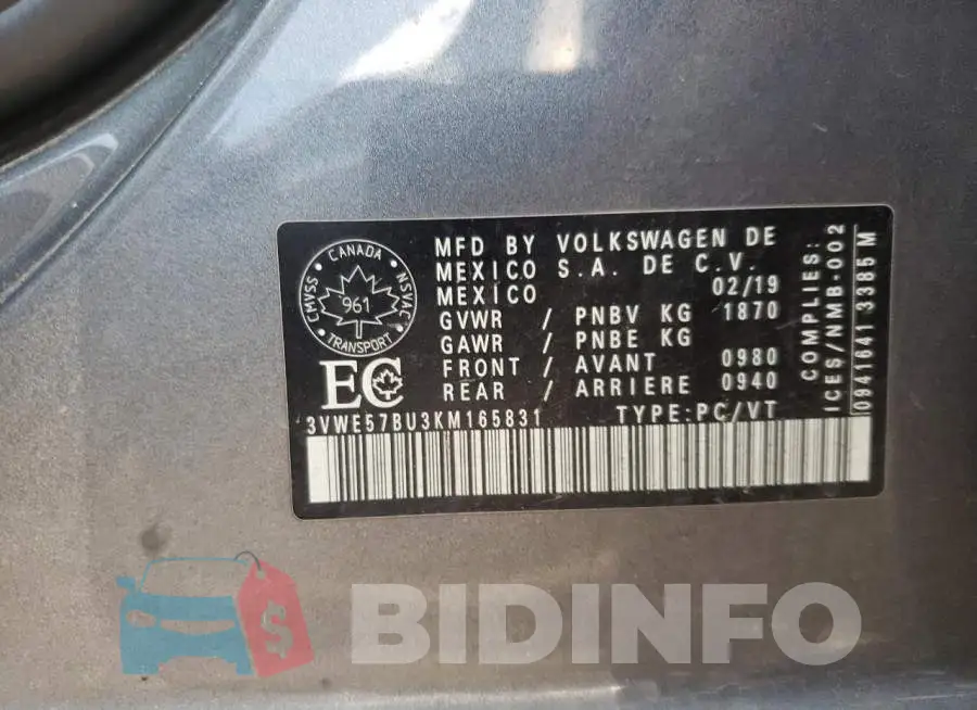 3VWE57BU3KM165831 Photo# 12