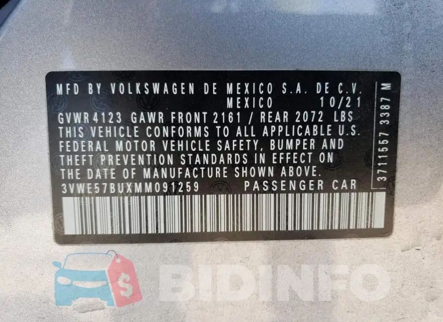 3VWE57BUXMM091259 Photo# 12