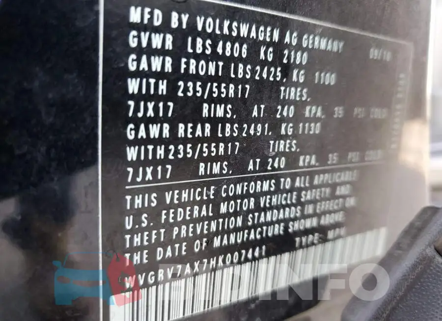 WVGRV7AX7HK007441 Photo# 13