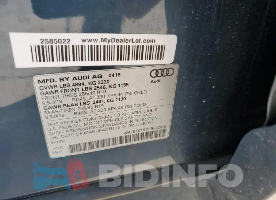 WA1EFCFS7GR022818 Photo# 12