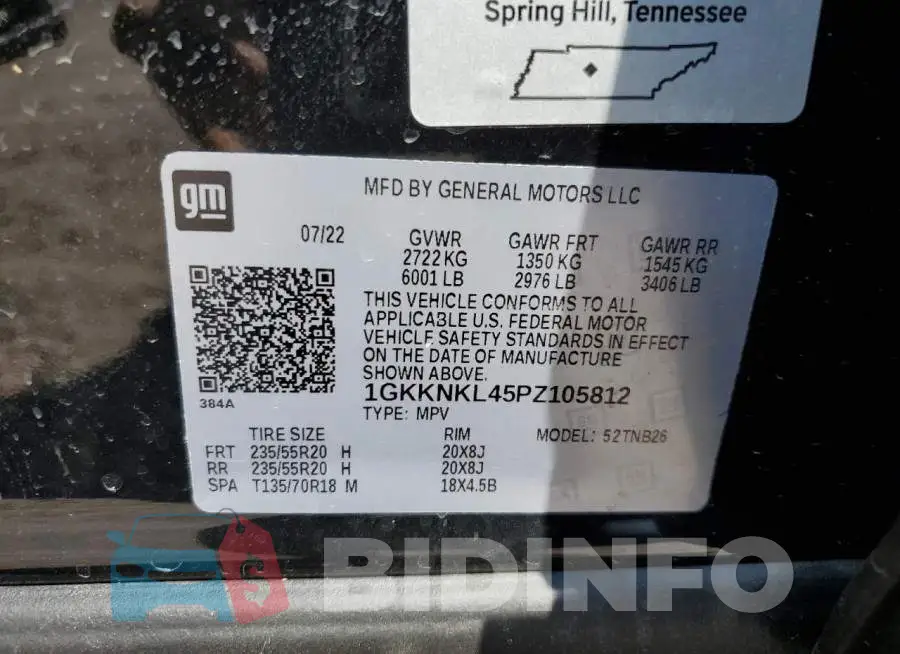 1GKKNKL45PZ105812 Photo# 13