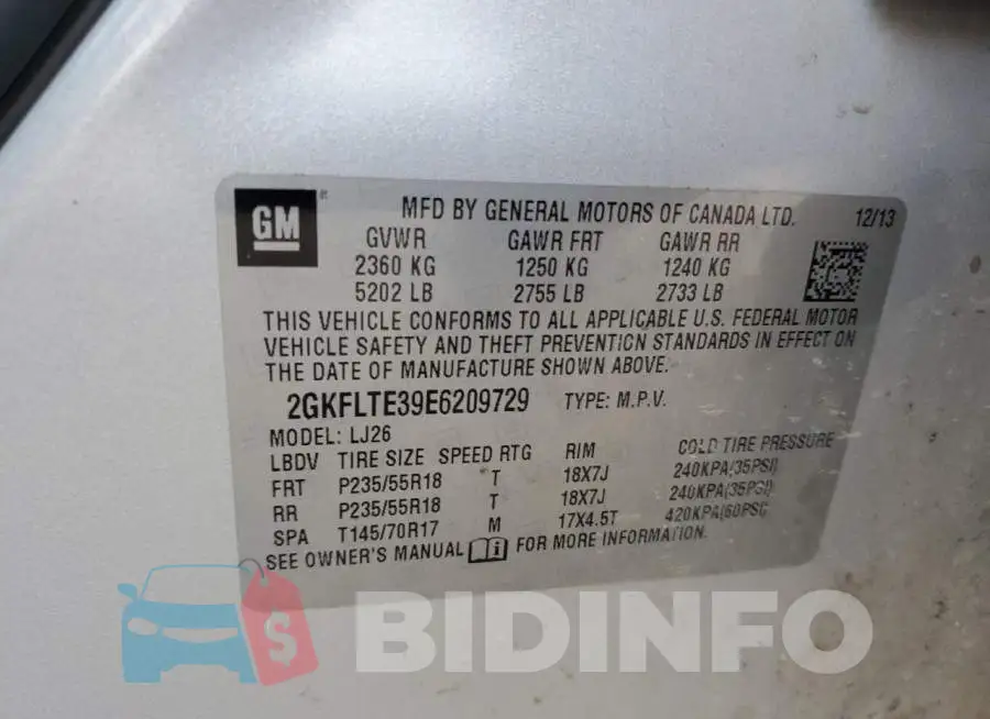 2GKFLTE39E6209729 Photo# 13
