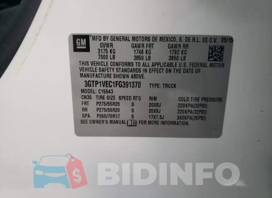 3GTP1VEC1FG391370 Photo# 13