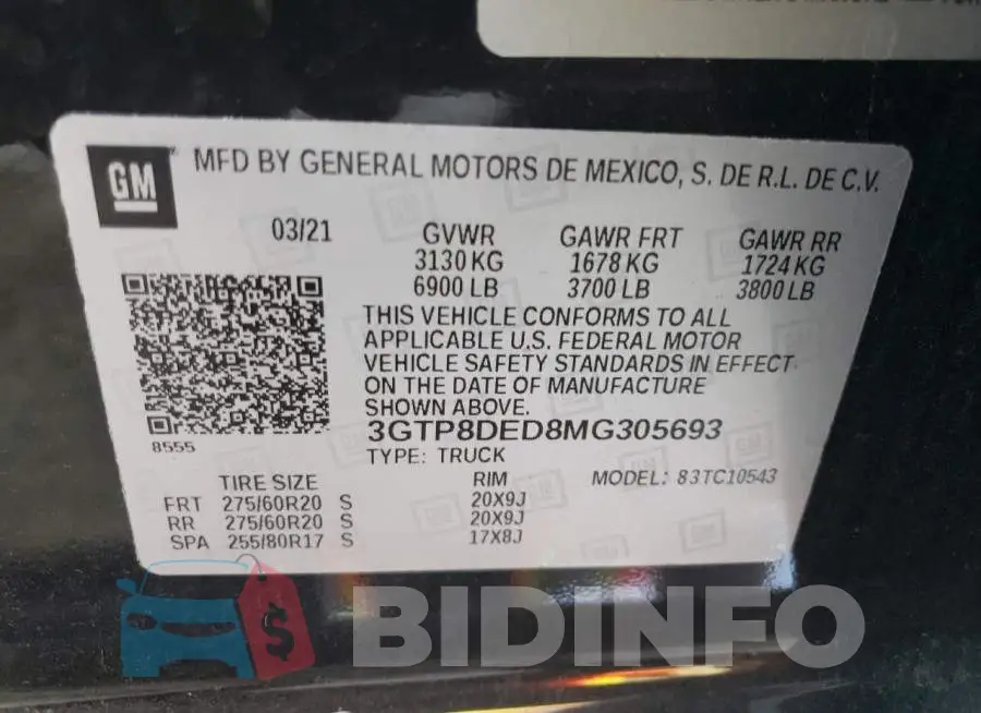 3GTP8DED8MG305693 Photo# 13