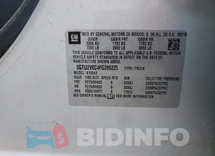 3GTU2VEC4FG286225 Photo# 12