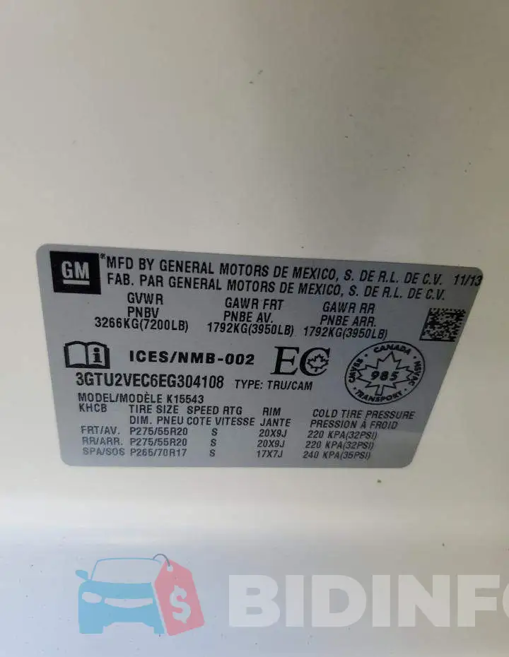 3GTU2VEC6EG304108 Photo# 12