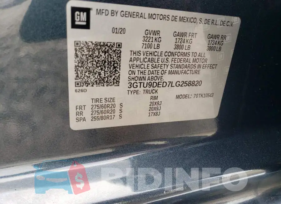 3GTU9DED7LG258820 Photo# 12