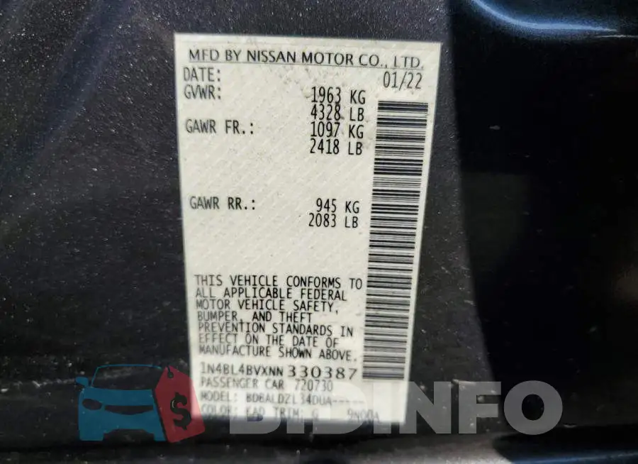 1N4BL4BVXNN330387 Photo# 13