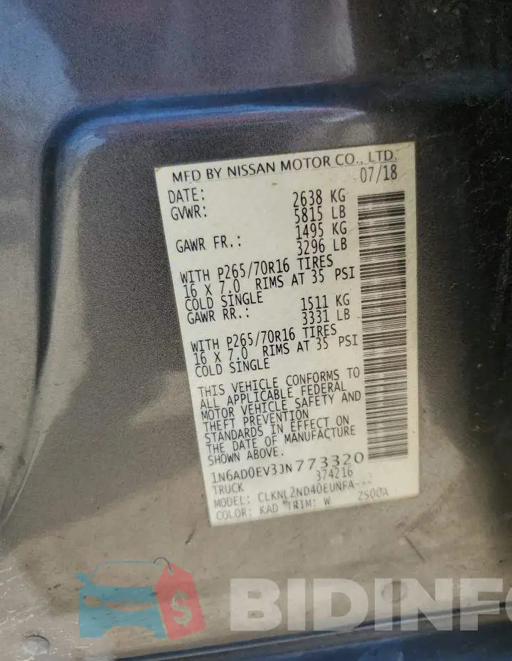 1N6AD0EV3JN773320 Photo# 12