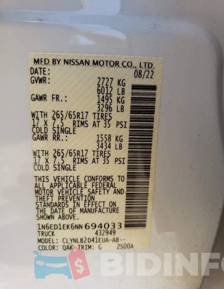 1N6ED1EK6NN694033 Photo# 13